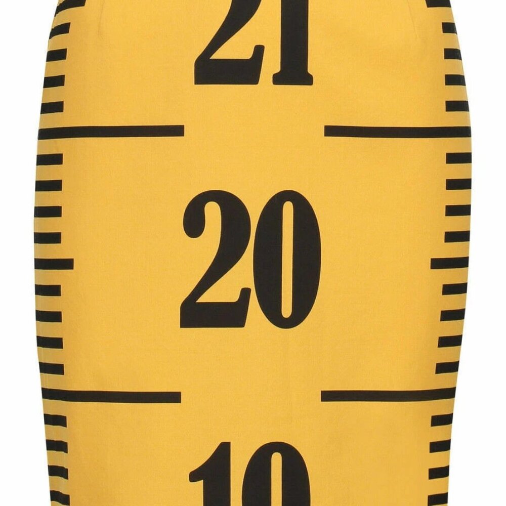 Moschino Couture Ruler Yellow Measure Tape Wool Lined Skirt $975 NWT USA 8 IT42 - Picture 2 of 13